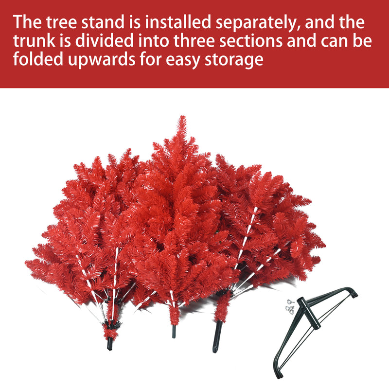 UK Special Price Artificial PVC Red Christmas Tree, Maylavu Fully Real Halloween Christmas Tree, Easy to assemble with Christmas tree metal stand