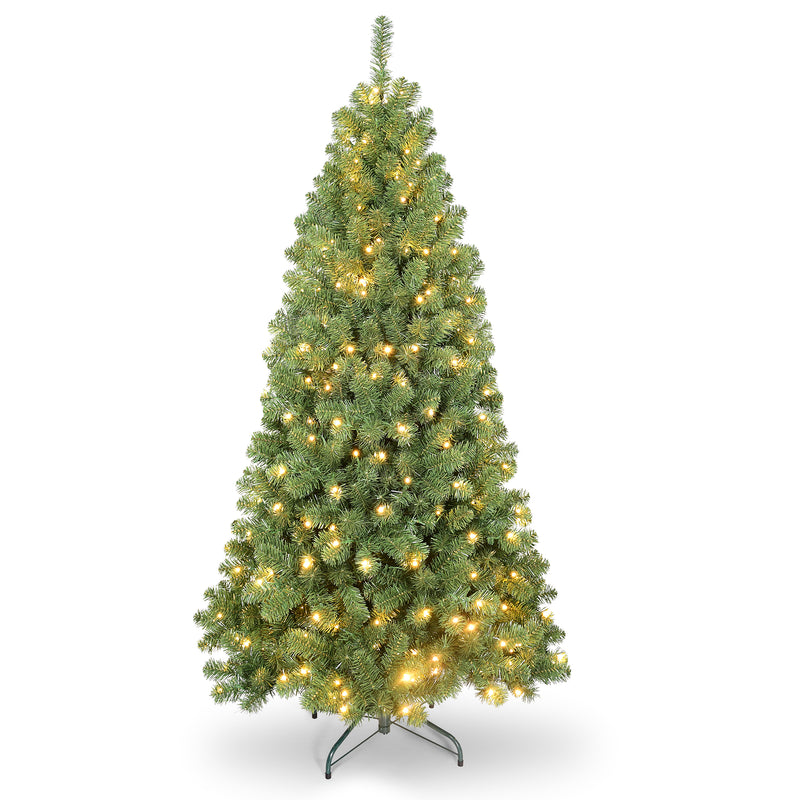 5ft Pre-Lit Christmas Tree, Artificial Green Xmas Tree, Premium PVC Branch Tips, 200 Lights