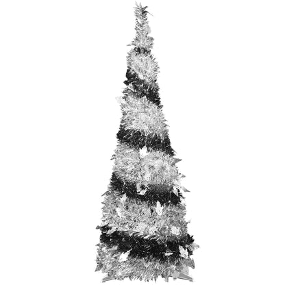 Bringstar 4FT Pre-Lit Halloween Pop-up Tree, Collapsible Artificial Christmas Tree, Black & White