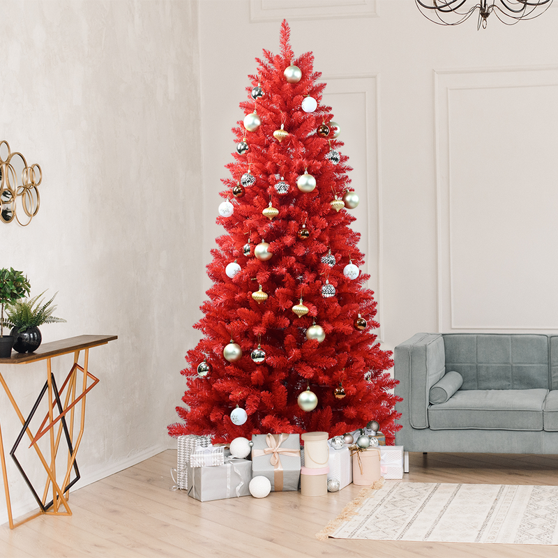 Specializing in Artificial Red Christmas Trees from Germany, Maylavu Fully Real Halloween Christmas Tree, Easy to Assemble with Christmas Tree Metal Stand, Artificial Tree 900 Branches Holiday Outdoor Indoor Decoration