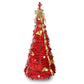 6ft Pre-Lit Pop Up Christmas Tree, Collapsible Artificial Xmas Tree, Red