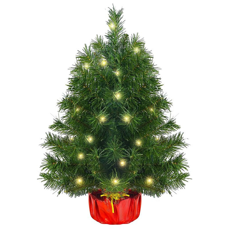 Bringstar 2ft Prelit Tabletop Christmas Tree, Small Artificial Green Xmas Tree for Home, Office