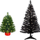 2ft Lighted Artificial Christmas Tree & 4ft Lighted Artificial Black Christmas Tree