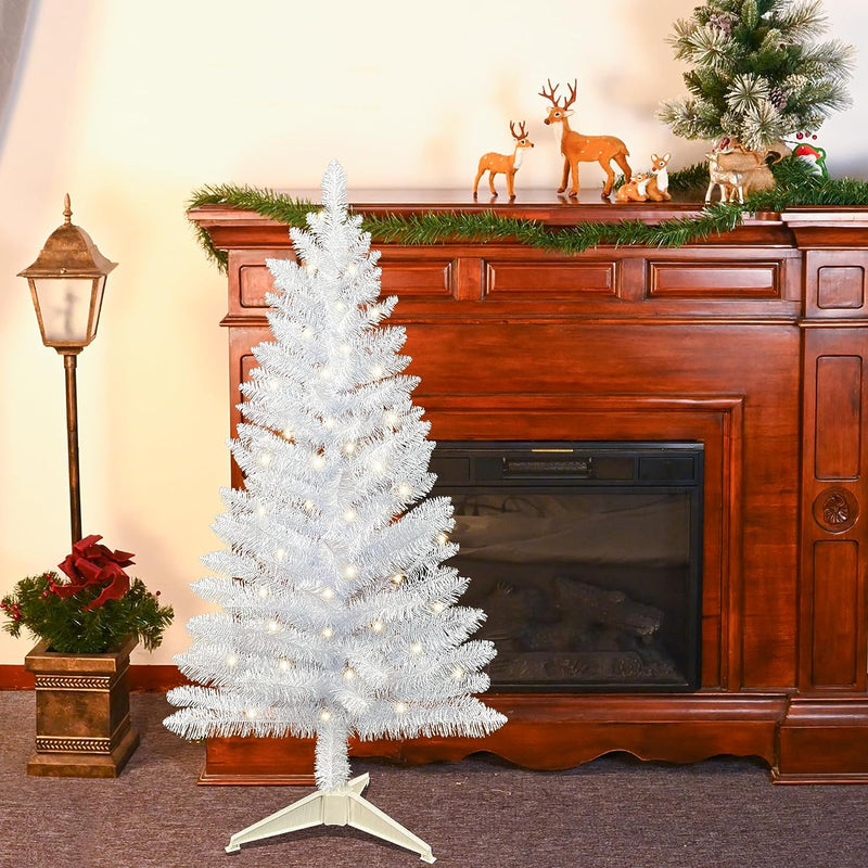 2ft Lighted Artificial Christmas Tree & 4ft Lighted White Artificial Christmas Tree