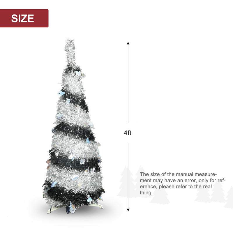 4ft Pre-Lit Pop Up Tree, Artificial Christmas Tree, 60 Lights