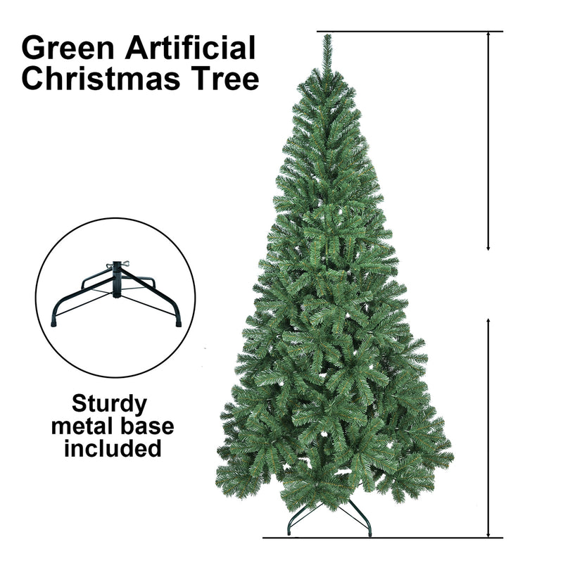 Unlit Christmas Tree 6FT , Bringstar Artificial Xmas Tree Green, Premium PVC Branches, Hinged