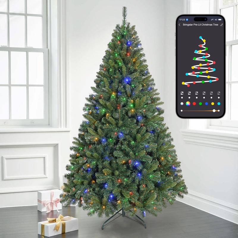 Leheyhey 7FT Pre-Lit Artificial Christmas Tree with 380 Multi-Color LED Lights, Wifi App-Controlled