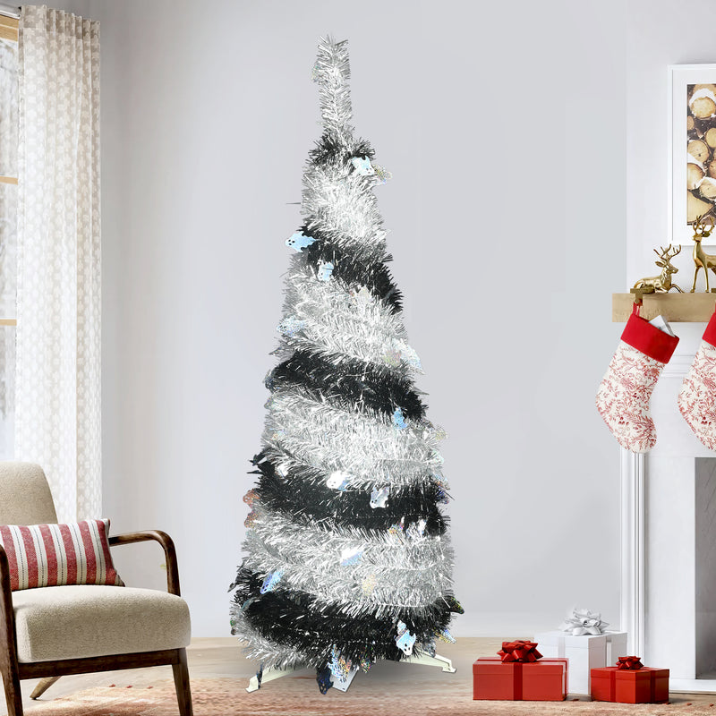 4ft Pre-Lit Pop Up Tree, Artificial Christmas Tree, 60 Lights