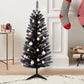 4FT Black Small Christmas Tree with Lights, Mini Artificial Halloween Tree for Home Office