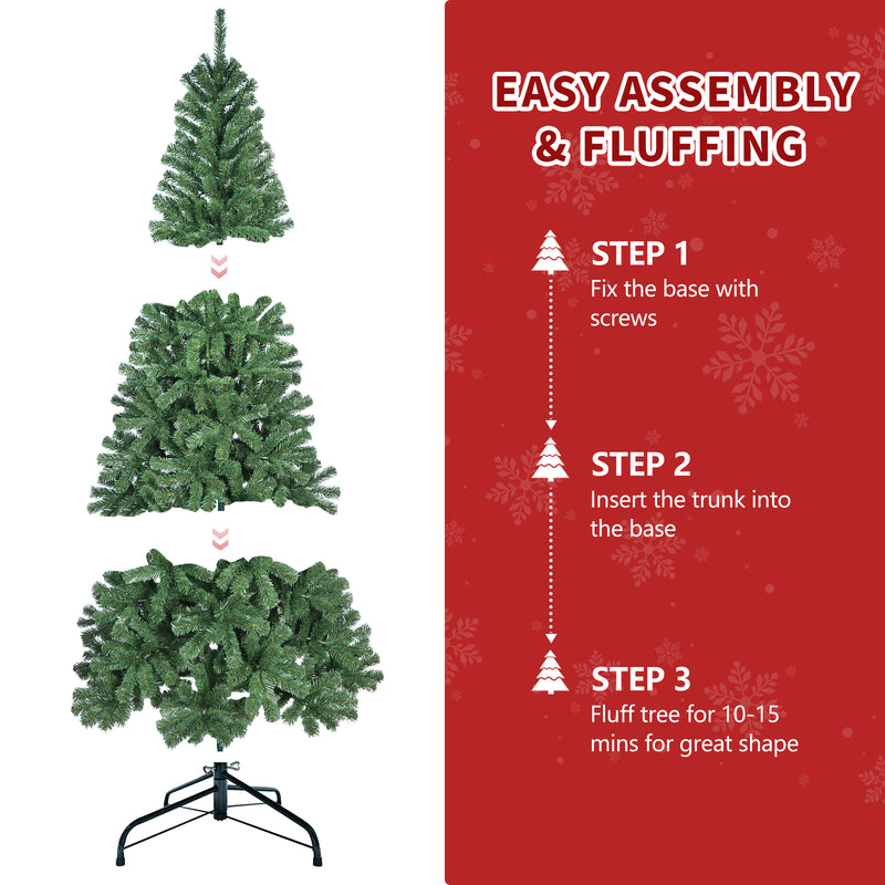 Unlit Christmas Tree 6FT , Bringstar Artificial Xmas Tree Green, Premium PVC Branches, Hinged