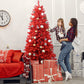 UK Special Price Artificial PVC Red Christmas Tree, Maylavu Fully Real Halloween Christmas Tree, Easy to assemble with Christmas tree metal stand