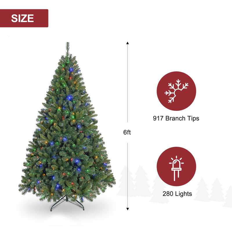 6ft Pre-Lit Artificial Christmas Tree, Wifi App-Controlled Multi-Color LED Lights