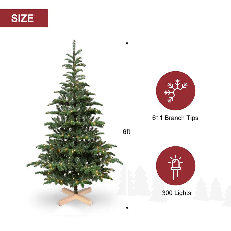 Leheyhey 7FT Pre-Lit Christmas Tree with 941 PE&PVC Mixed Tips, 400 Lights, Wooden Base