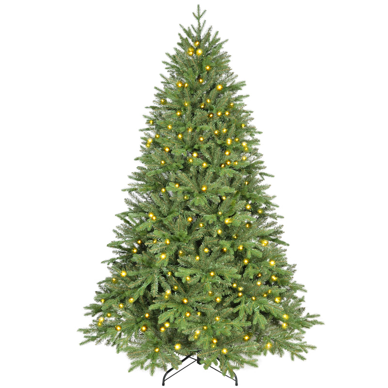 6ft Christmas Tree, Artificial Christmas Tree with PE Material, Branches, Pre-lit with Lights, Metal Foldable Stand, for Home, Office, Outdoor & Party Decorations, Green