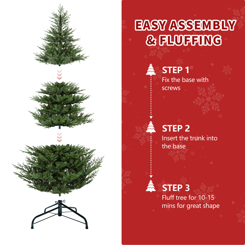 Fir Artificial Christmas Tree 7.5FT w/3728 PE&PVC Mixed Branches, Bringstar Xmas Tree Hinged