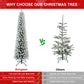 Bringstar Pencil Christmas Tree Flocked, Artificial Slim Xmas Tree