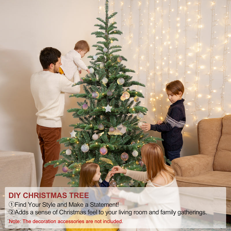 Leheyhey 7FT Pre-Lit Christmas Tree with 941 PE&PVC Mixed Tips, 400 Lights, Wooden Base