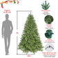 7ft Christmas Tree, Artificial Christmas Tree with PE Material, Branches, Pre-lit with Lights, Metal Foldable Stand, for Home, Office, Outdoor & Party Decorations, Green