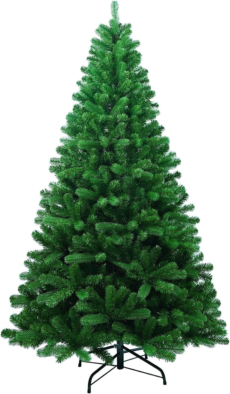 6ft Christmas Tree, Premium Hinged Spruce Artificial Holiday Christmas Pine Tree with 440 Branch Tips, Ideal for Home, Office, and Xmas Party Decoration, Includes Metal Foldable Stand