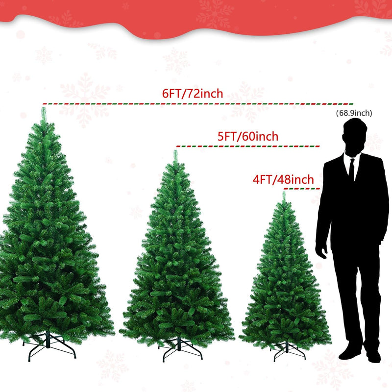 6ft Christmas Tree, Premium Hinged Spruce Artificial Holiday Christmas Pine Tree with 440 Branch Tips, Ideal for Home, Office, and Xmas Party Decoration, Includes Metal Foldable Stand