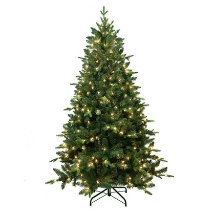 Lixhey Pre-lit Artificial Christmas Tree with Warm White Lights - Hinged Premium Spruce Fake Xmas Tree with PE&PVC Mixed Branch Tips, Foldable Base, for Home Party Decoration