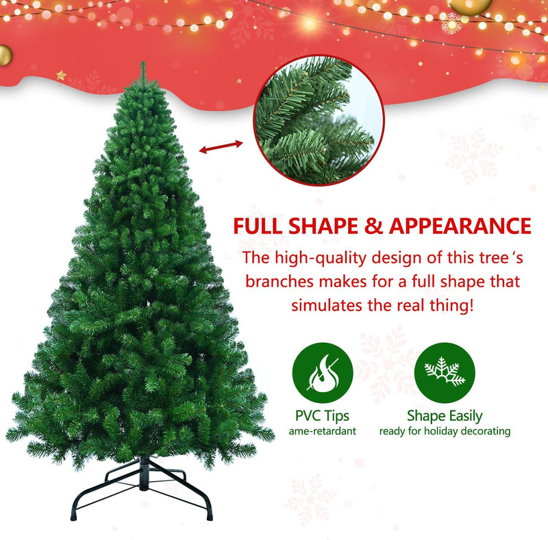 Christmas Tree, Premium PVC Fir Artificial Holiday Christmas Tree, Ideal for Home, Office, and Xmas Party Decoration, Includes Metal Foldable Stand