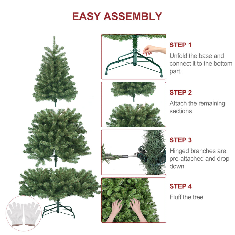 5ft Pre-Lit Christmas Tree, Artificial Green Xmas Tree, Premium PVC Branch Tips, 200 Lights