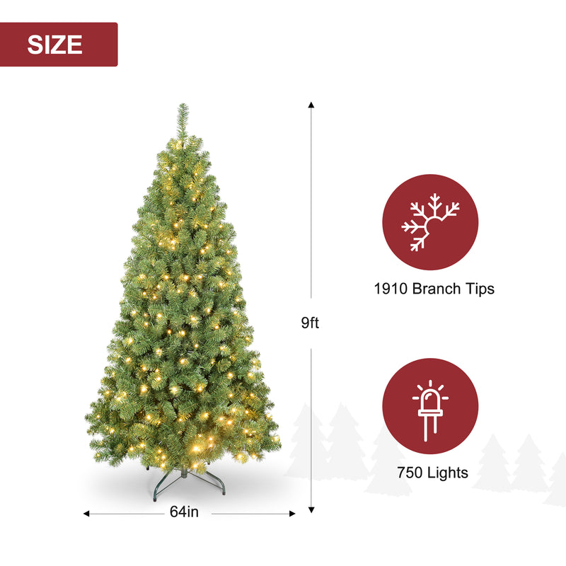 Bringstar 5FT Pre-Lit Christmas Tree, Hinged Artificial Trees 1460 Premium PVC Branches, 200 Lights